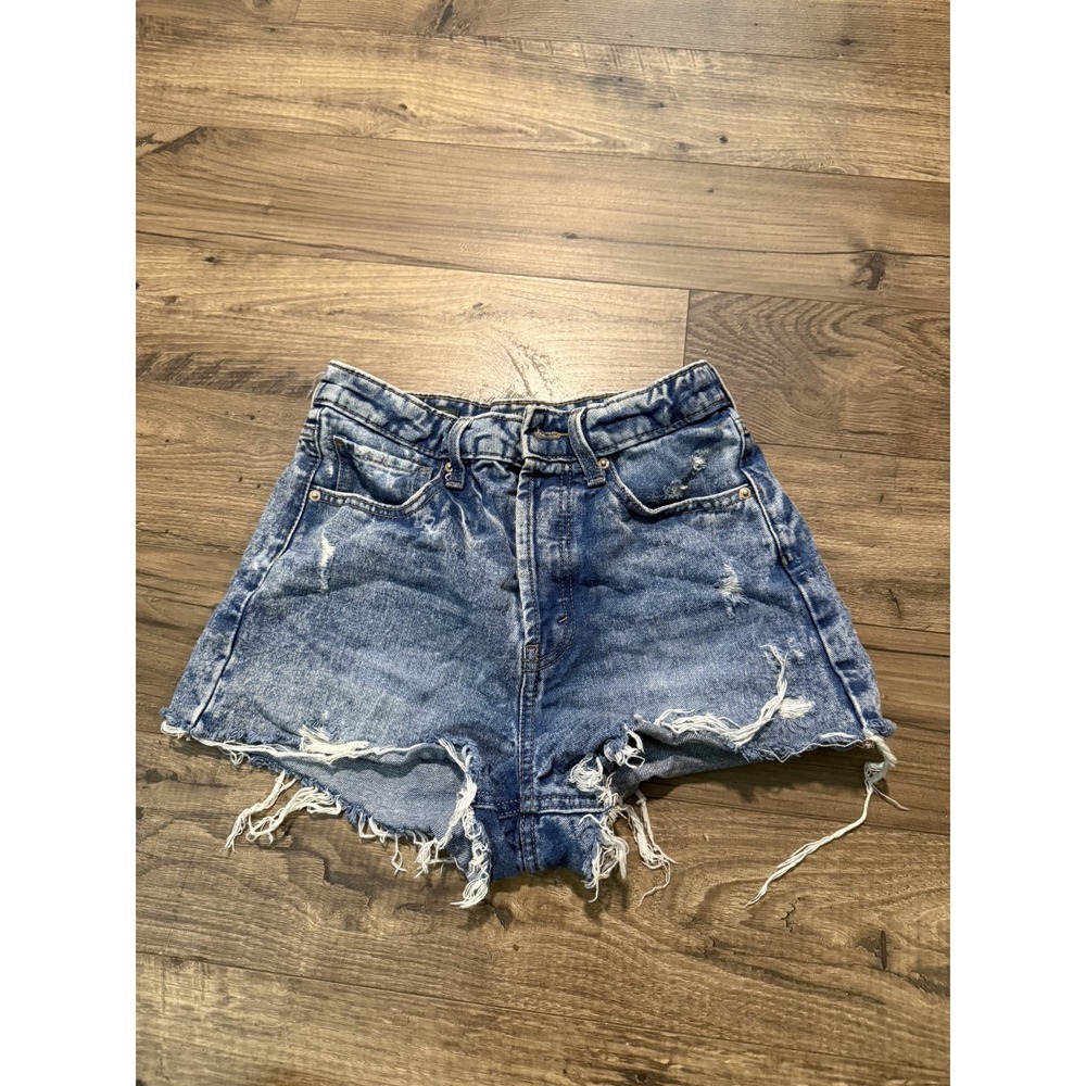 Wild Fable Women's Size 0 High Rise Distressed Denim Cutoff Shorts Blue Jean